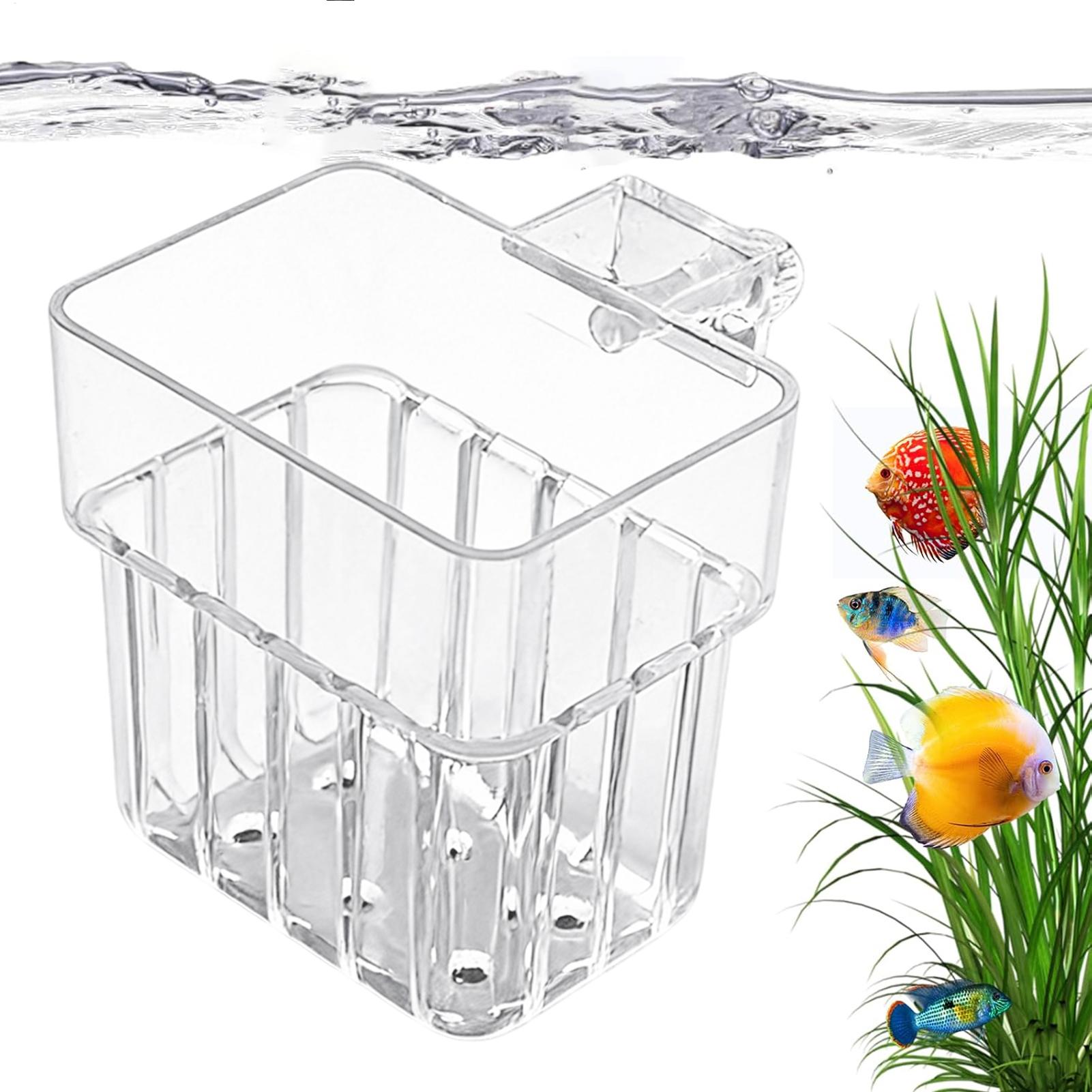 Aquarium Fish Enrichment - 透明な吊り下げ式水槽用植物ホルダーポット、水槽水耕栽培システム、室内職場装飾、育成装飾品