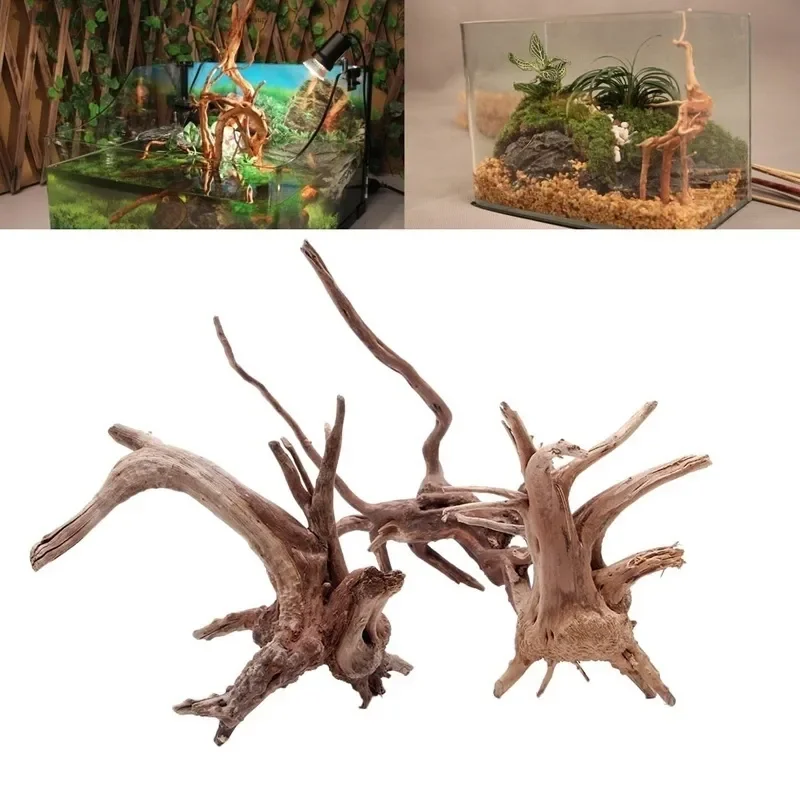 Aquarium Fish Enrichment - 水族館、魚のタンク、爬虫類の根の植物、木の装飾、装飾アクセサリーのための自然な木のトランクの流木