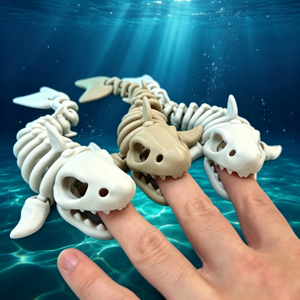 Aquarium Fish Enrichment - サメの骨格水槽装飾品、可動式オーナメント、爬虫類、魚タンクの景観、魚やエビの隠れ家、水槽アクセサリー