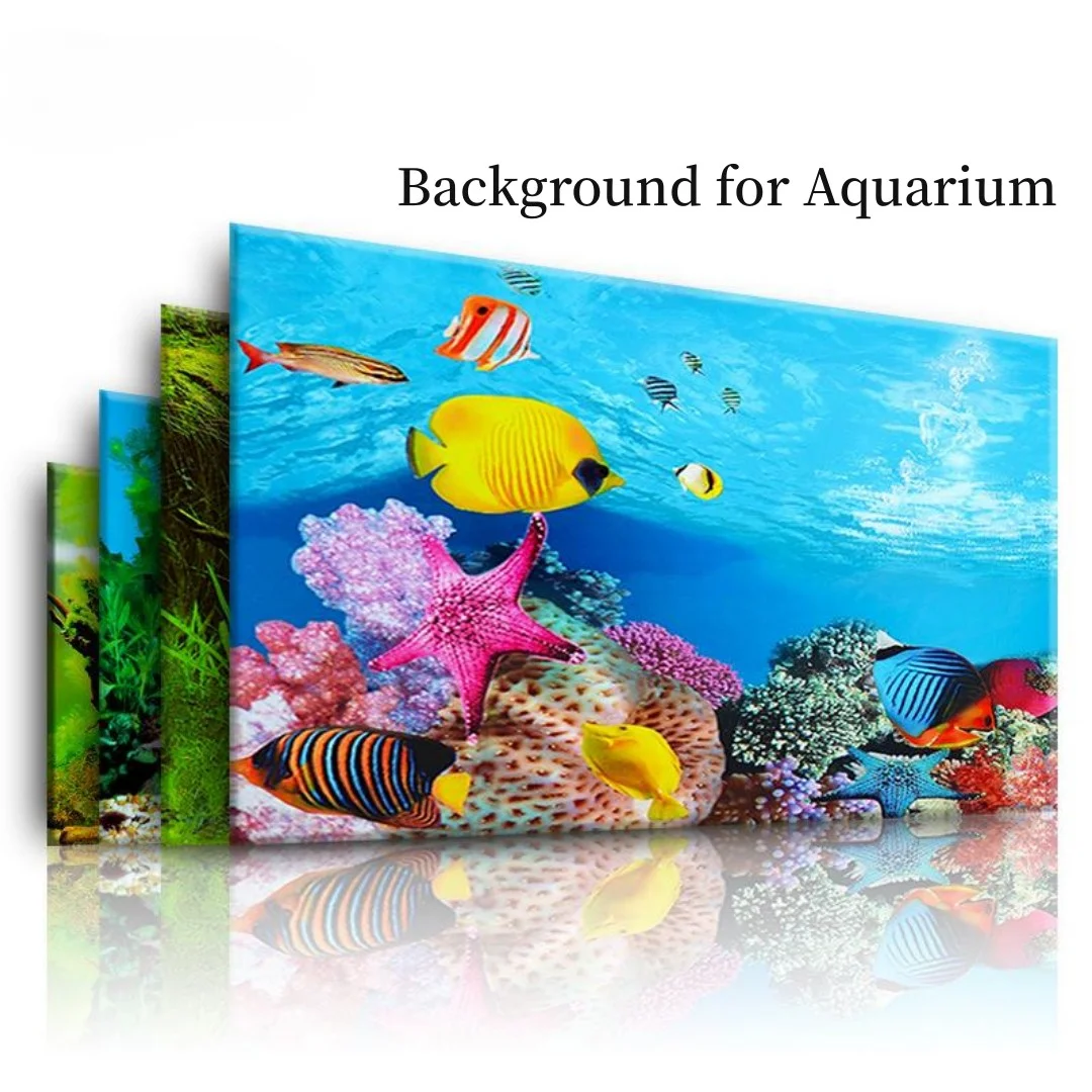 Aquarium Fish Enrichment - 3D水族館の背景ステッカー,水槽の装飾,海洋植物,両面風景,装飾アクセサリー