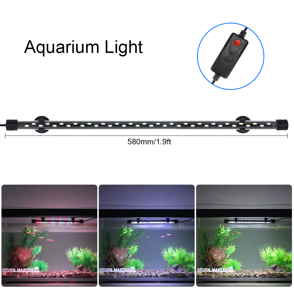 Aquarium Fish Enrichment - 防水LED水族館植物成長ランプ,水槽ライト,水中水族館ライト,装飾照明,90-260v,5730チップ,58cm
