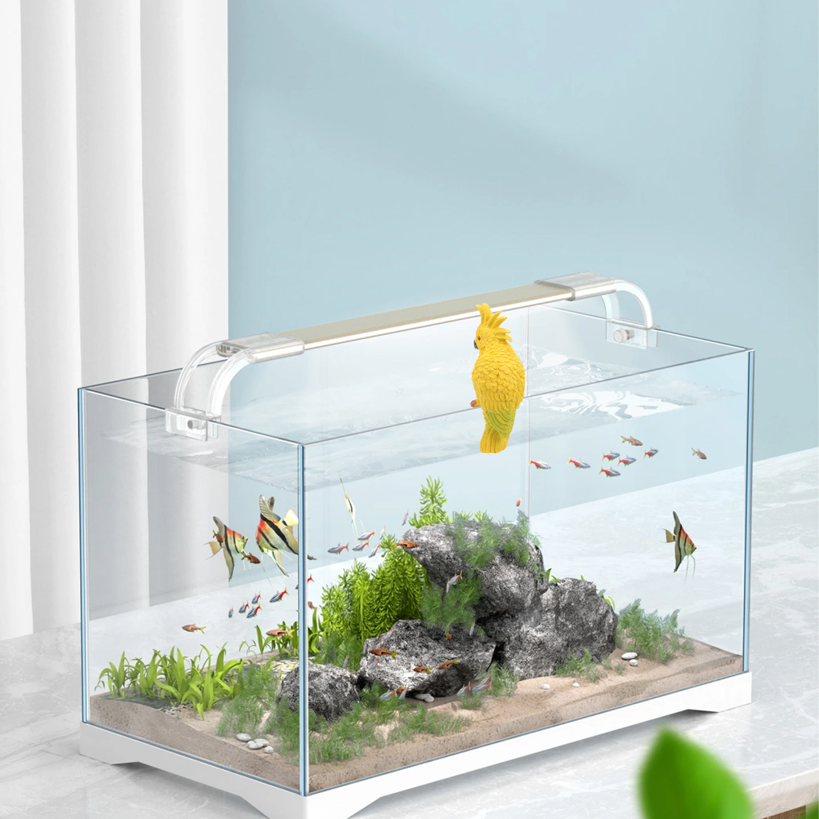 水槽用インコのオーナメント、樹脂製水槽壁掛け装飾、鮮やかな小 - Aquarium Fish Parrot のレビューと価格