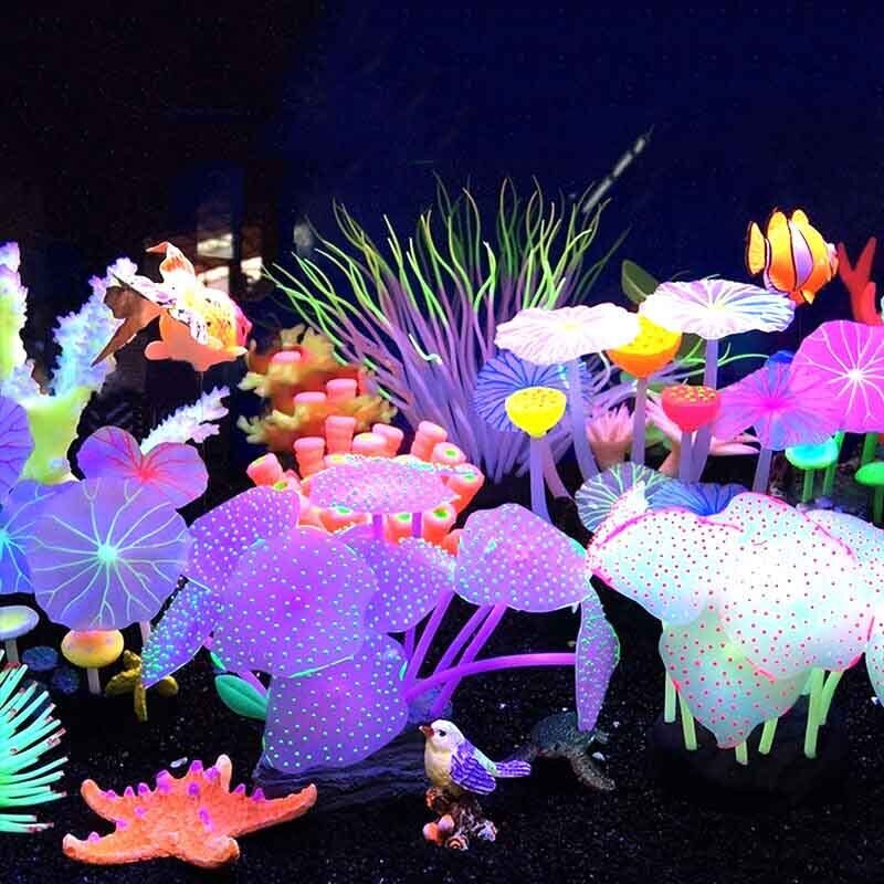 シリコン製光る景観人工魚タンク水槽蛍光サンゴひまわり海葵植物 - Aquarium Fish Enrichment のレビューと価格