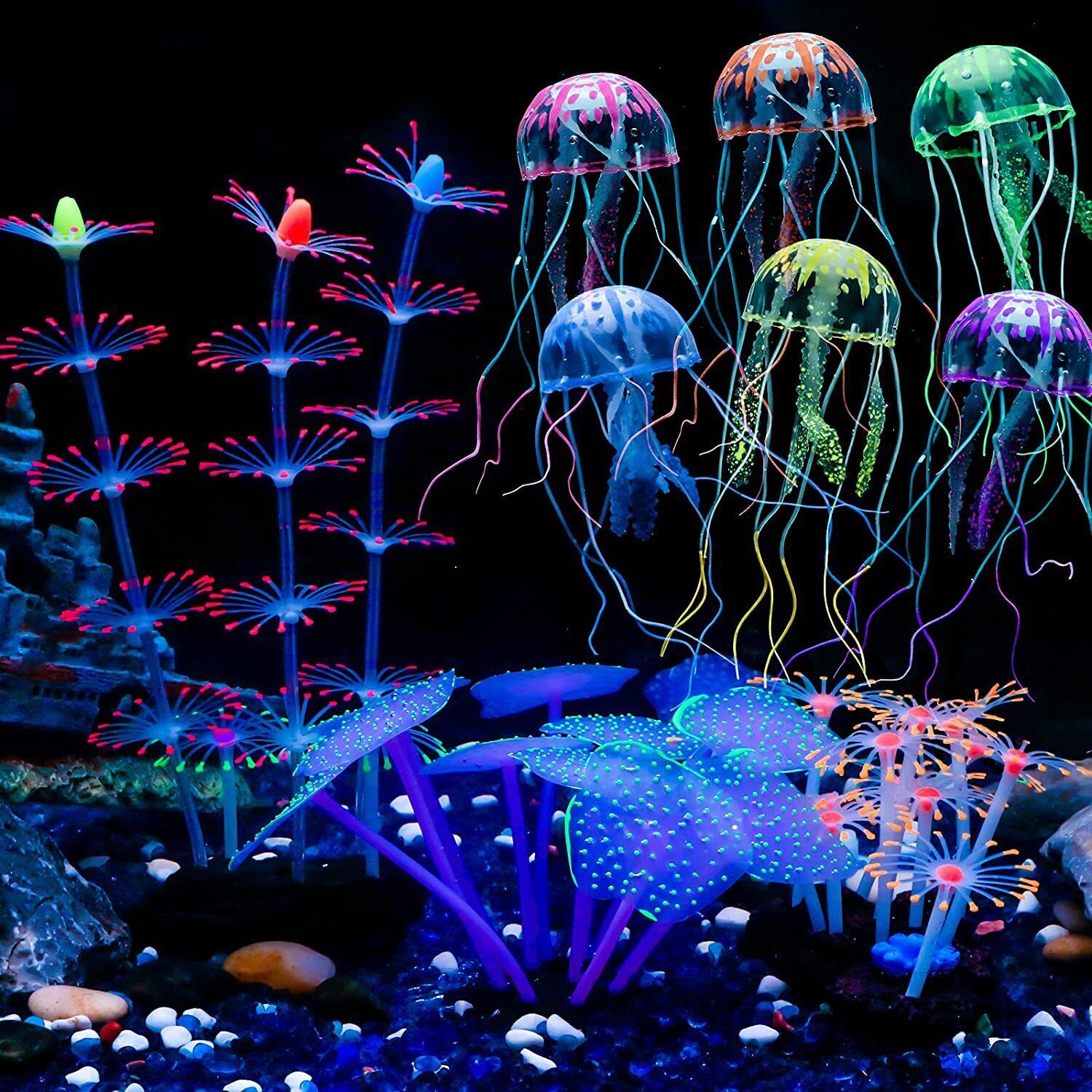 シリコン製光る景観人工魚タンク水槽蛍光サンゴひまわり海葵植物 - Aquarium Fish Enrichment のレビューと価格