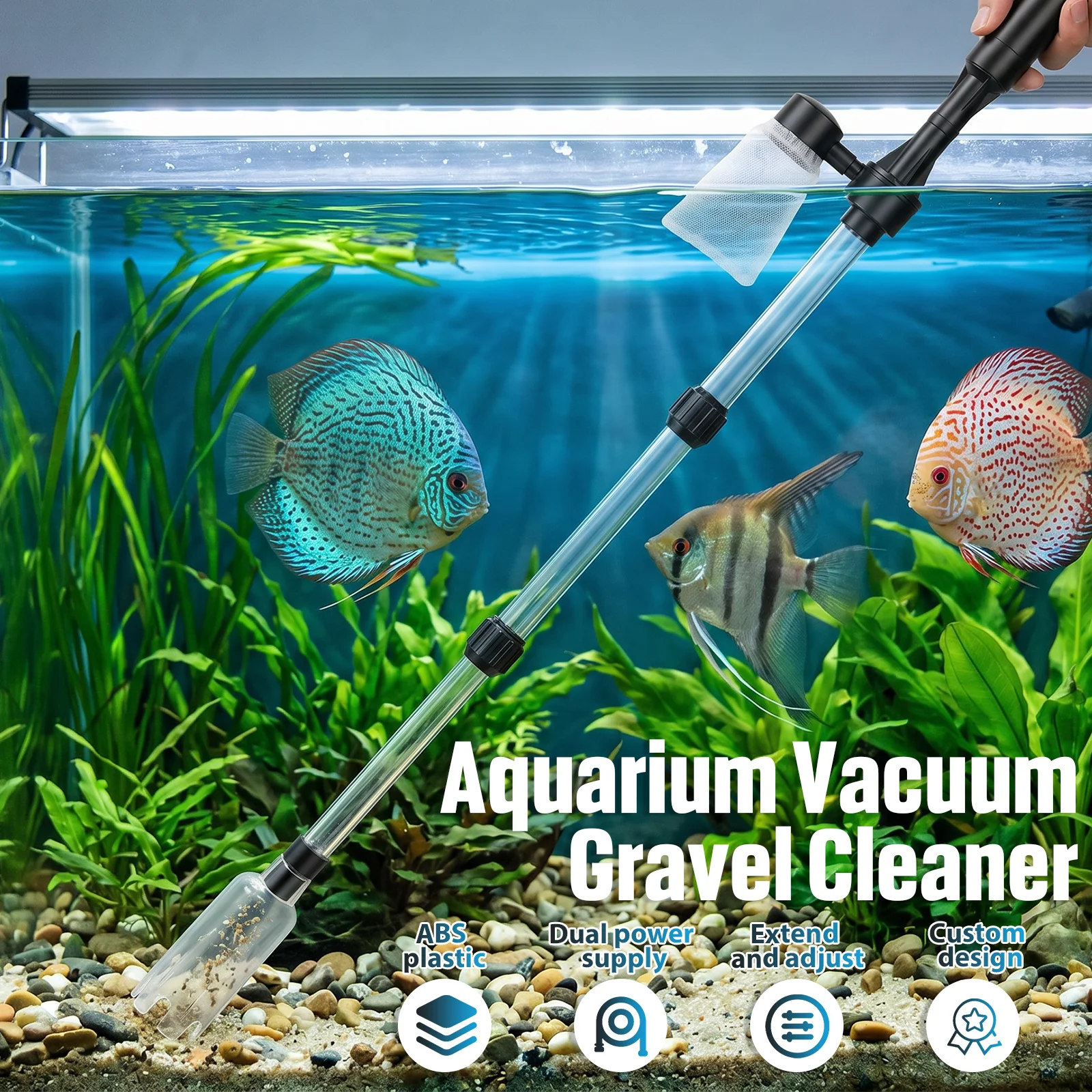 水槽掃除機 3in1 電動式砂吸い上げ機 水換え機能付き 魚 - Aquarium Fish Waste Collector のレビューと価格