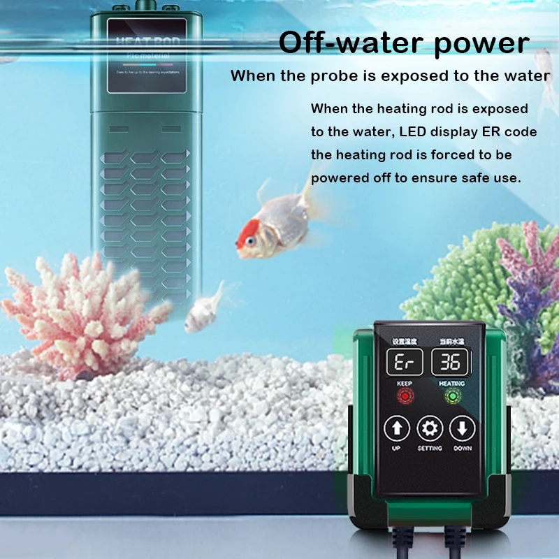 水族館用の調整可能な水加熱ロッド,魚のタンクヒーター,LED - Aquarium Fish Uk のレビューと価格