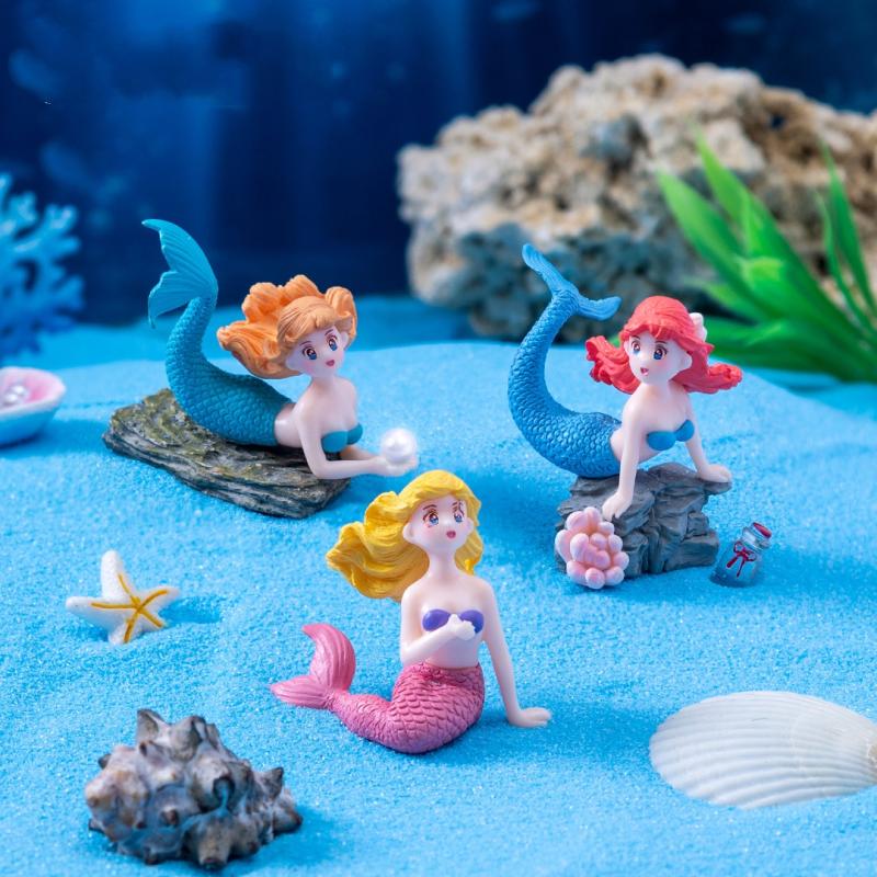 4 個のプラスチック水槽リトルマーメイドオーナメントミニチュ - Aquarium Fish Enrichment のレビューと価格