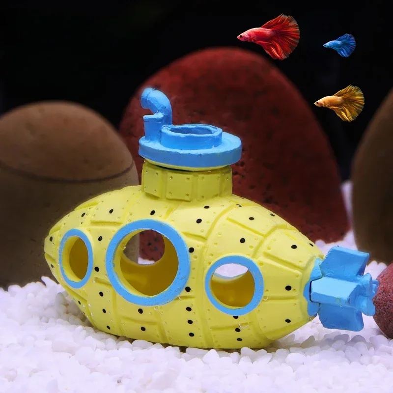 樹脂製潜水艦型オーナメント、水槽飾り、魚やエビの隠れ家、洞窟 - Aquarium Fish Enrichment のレビューと価格